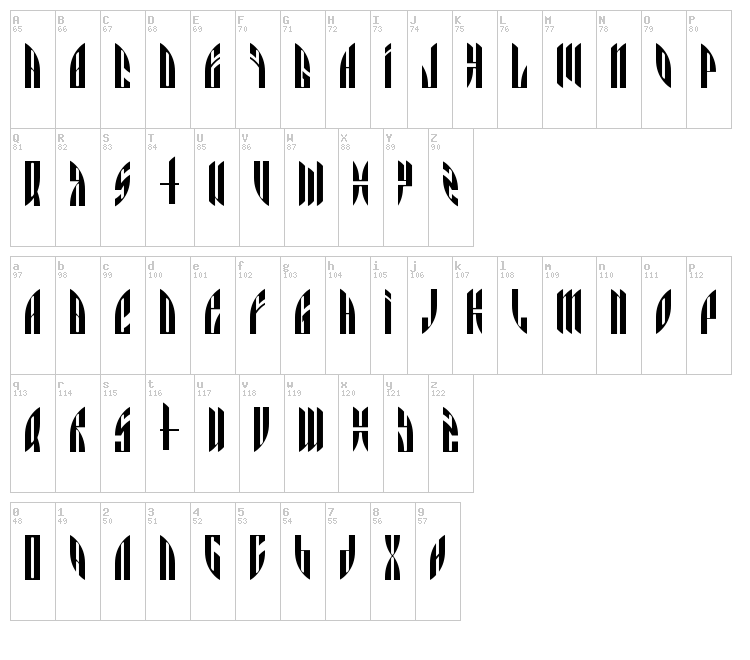 Angry Orange font map
